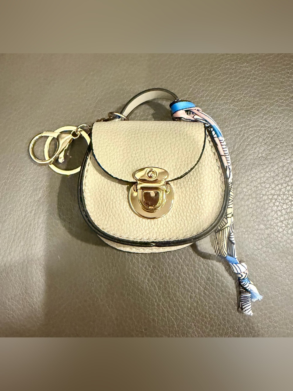 Cream Mini Purse Keychain Bagcharm